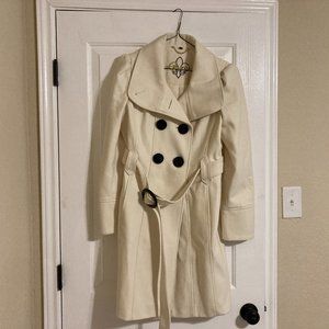 Guess White  Wool Blend Pea Coat